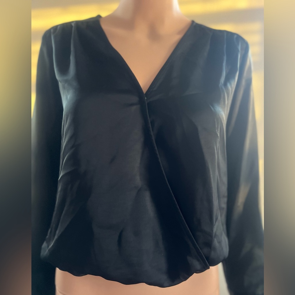 a new day Black Wrap Blouse